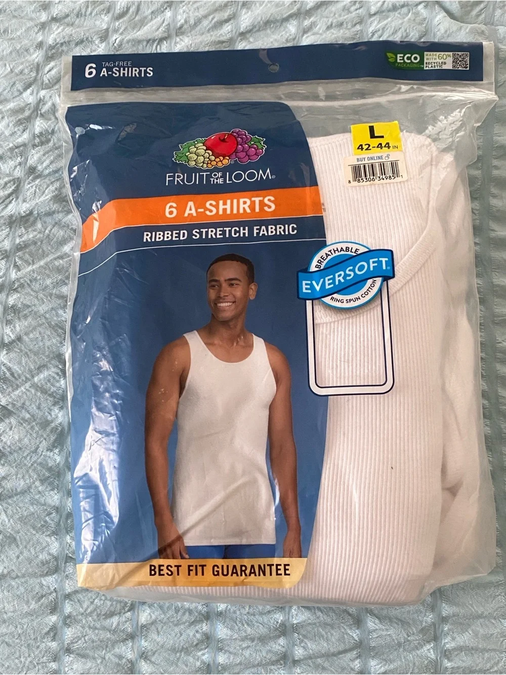 Fruit of the Loom White Ribbed A-Shirts 6-Pack - Eversoft